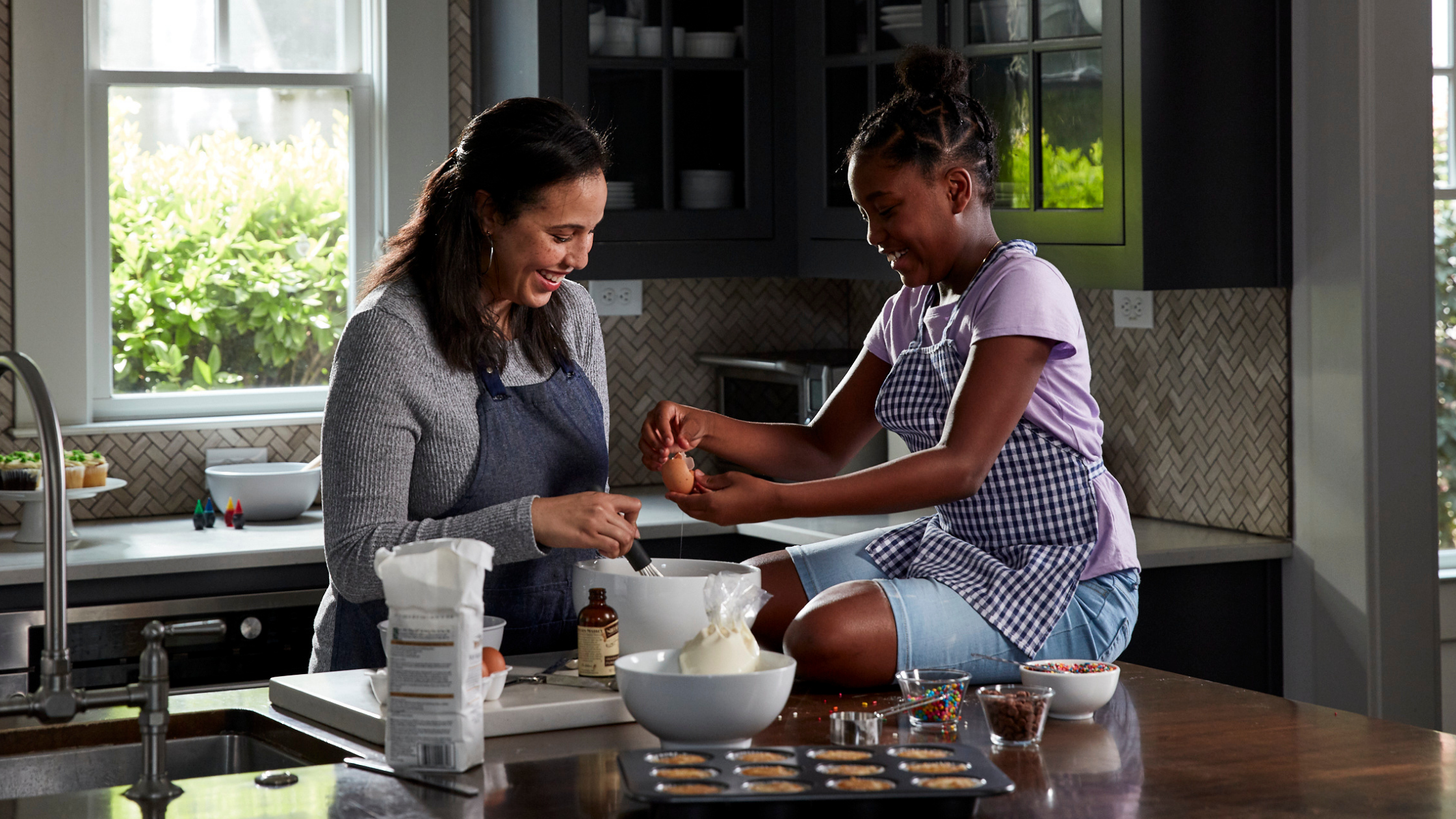 Mentor and mentee baking for National Nutrition Month