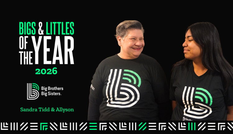 Big Sister and Little sister of the year image looking at each other